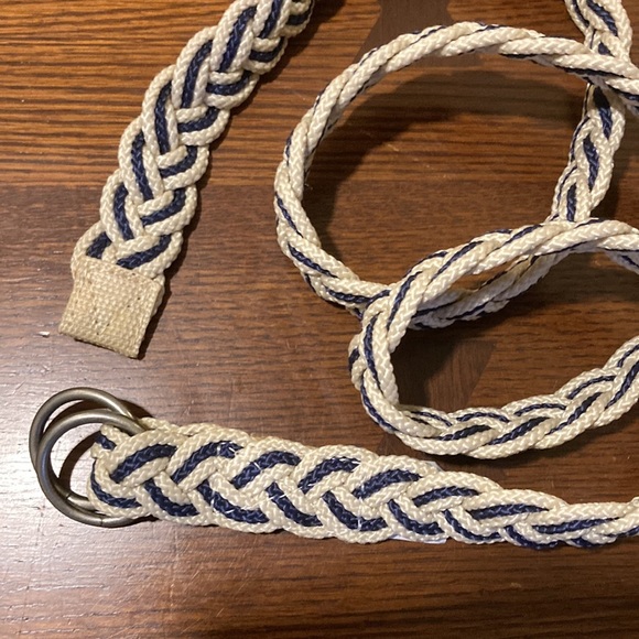 J.Crew Belt Womens Large/Extra Large Braided Fashion. Cream & blue. 47” long - Picture 5 of 5